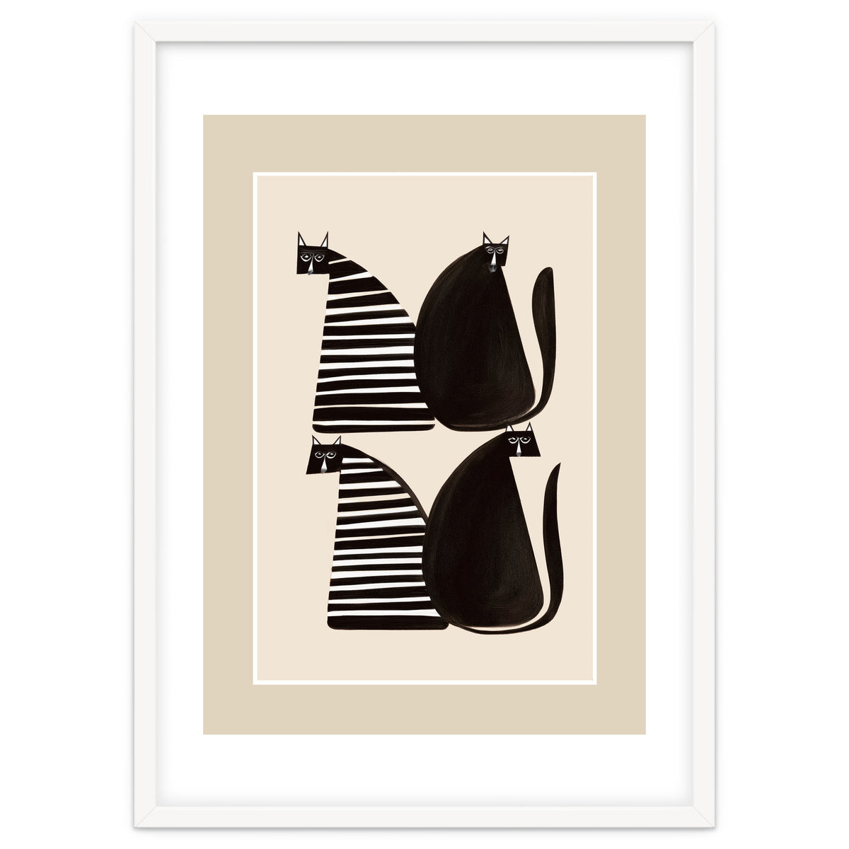Minimalist Cats In Black And White