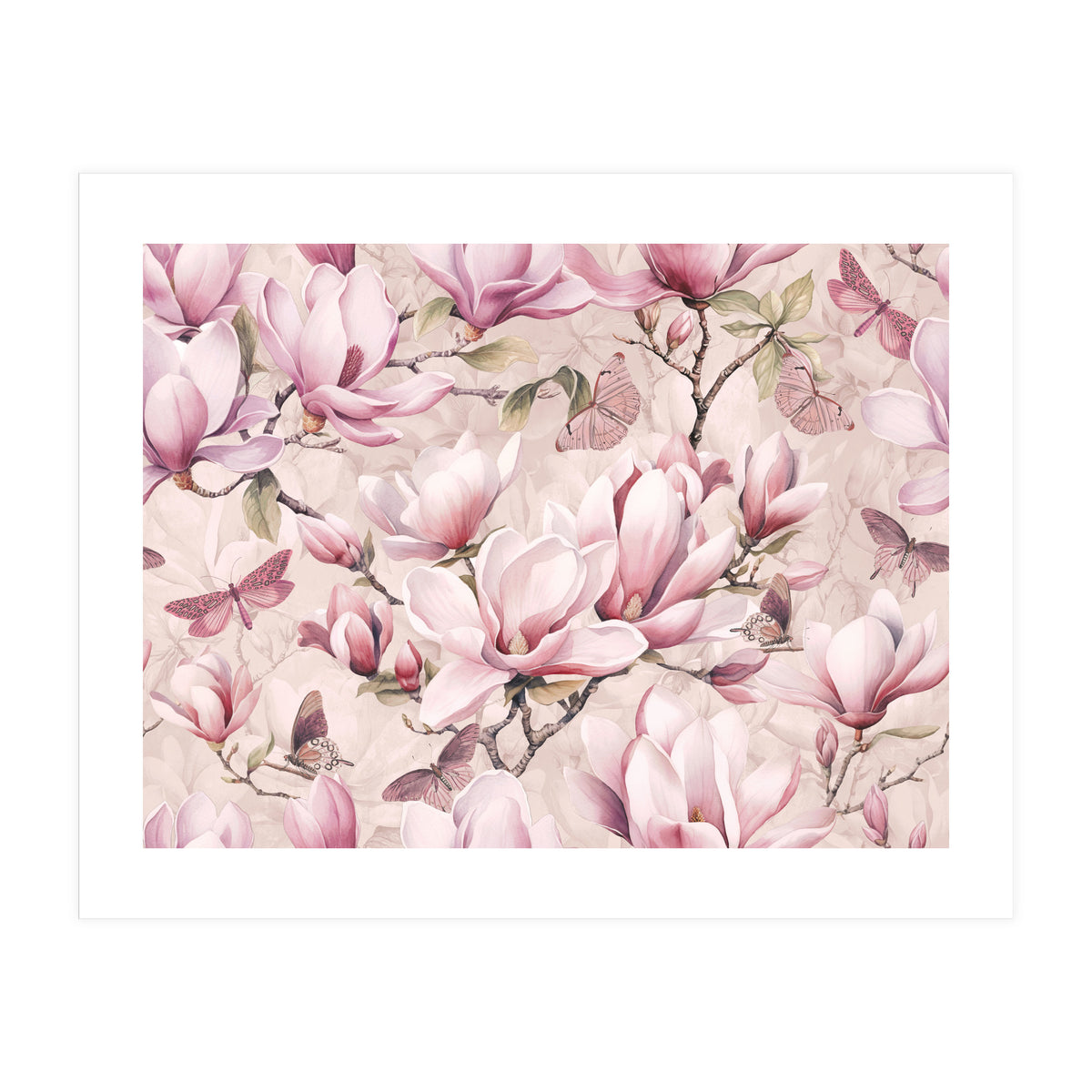 Magnolia And Butterfly (Print Only)