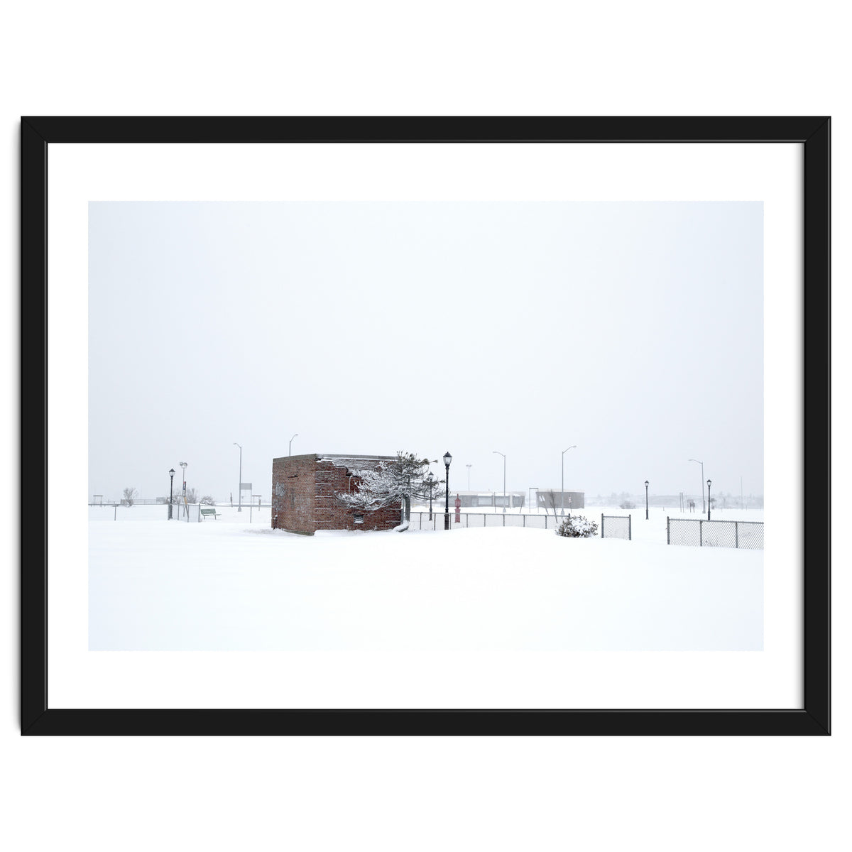 Barn in the winter snowscape