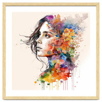 Quiet Muse In Watercolor Blooms