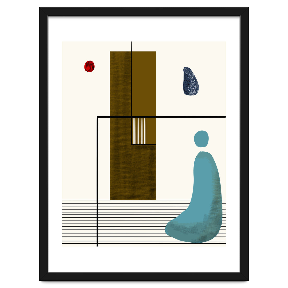 Solitude & Reflection, Abstract Concept Art, Meditation Rustic Eclectic Minimalism, Scandinavian Neutral
