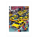 New York Minute, Yellow Taxi Cab Manhattan Downtown Busy Street, Traffic People Buildings Times Square Eclectic Road Architecture (Print Only) thumbnail
