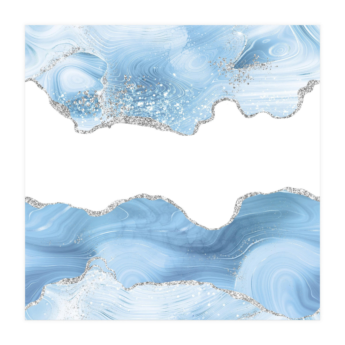 Blue & Silver Agate Glitter Texture 07  (Print Only)