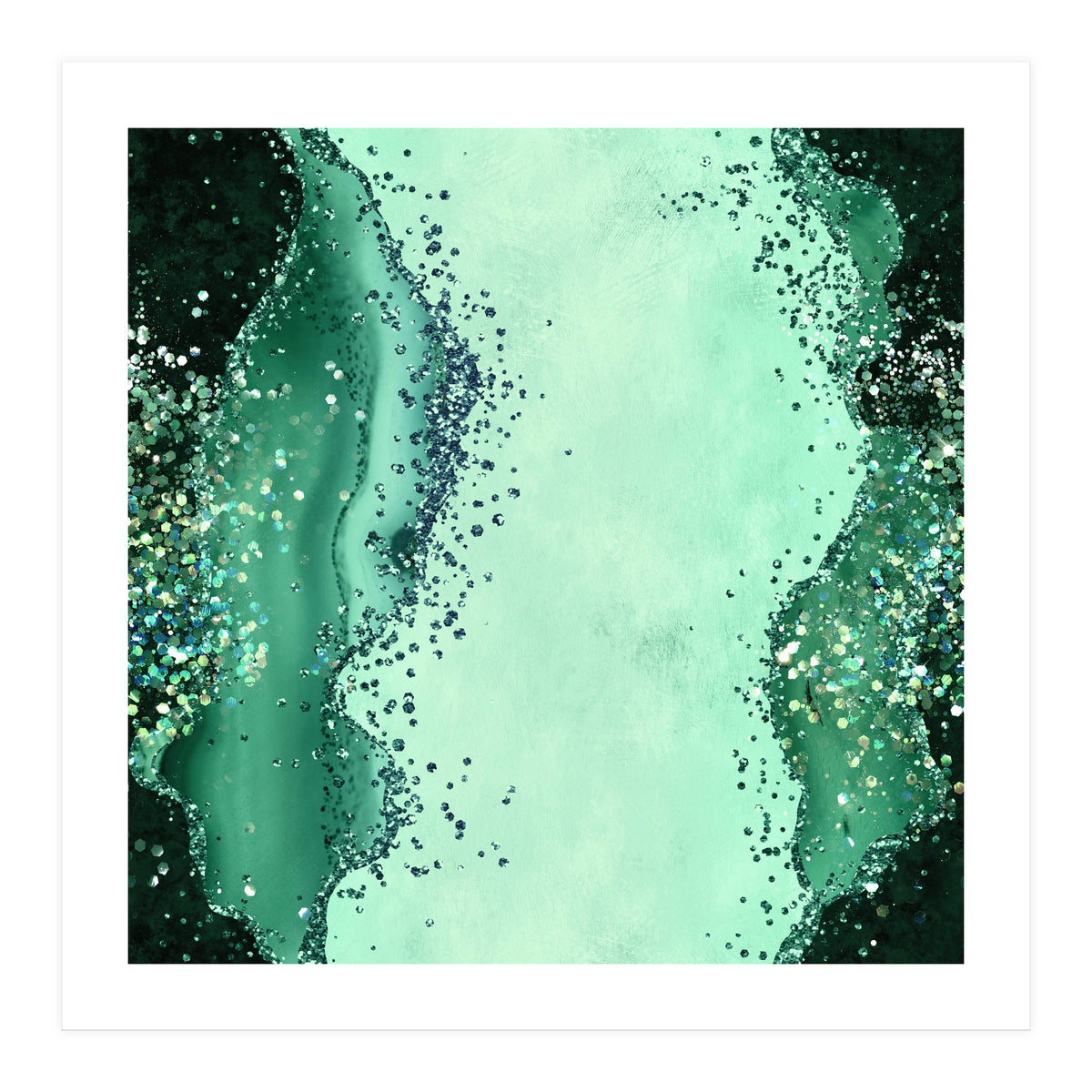 Emerald Glitter Agate Texture 01  (Print Only)