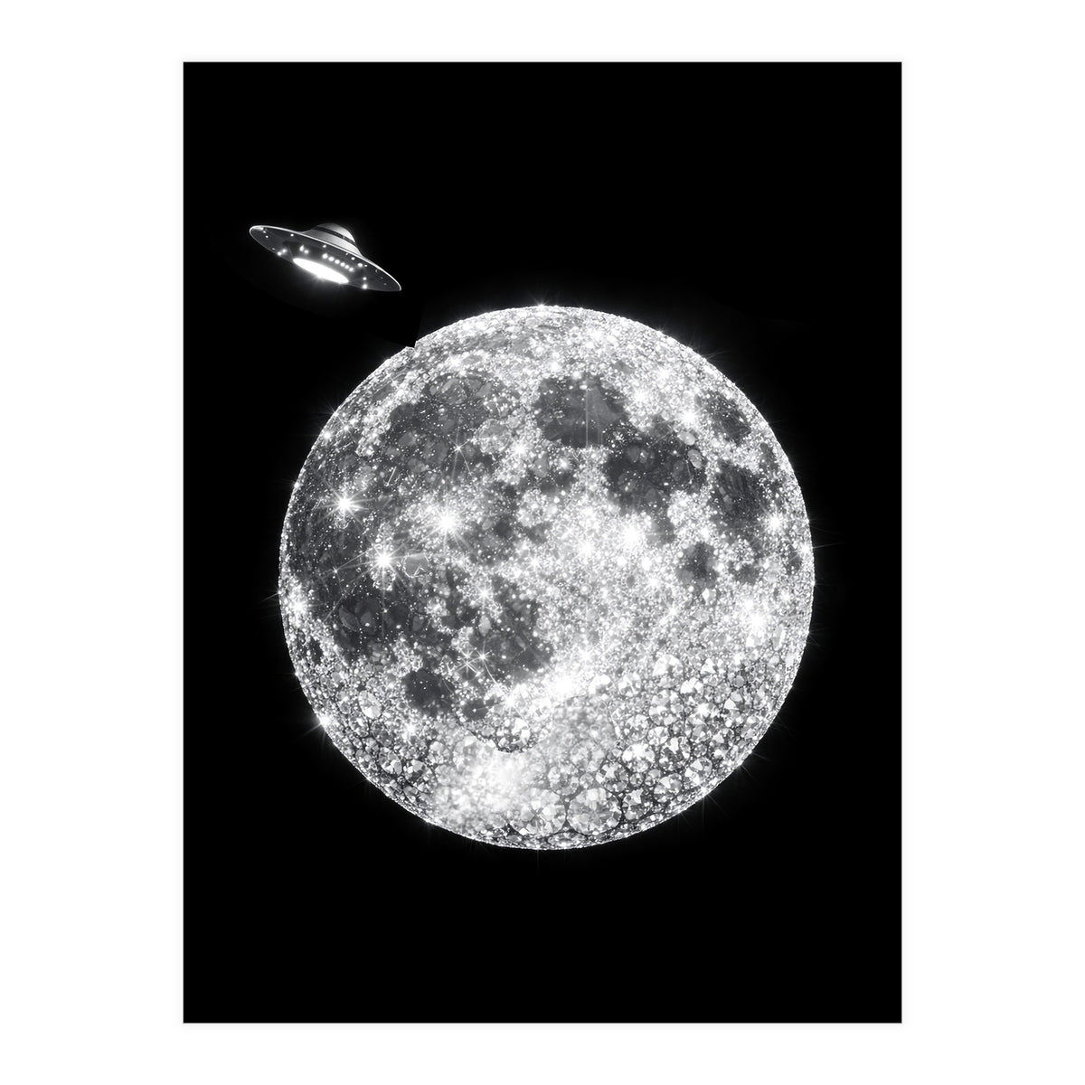 Diamond moon and UFO (Print Only)