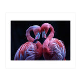 Two Pink Flamingos Forming A Heart Shape (Print Only) thumbnail