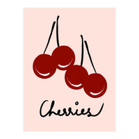 Cherries modern simple minimalistic red cute Fruit wall art (Print Only)