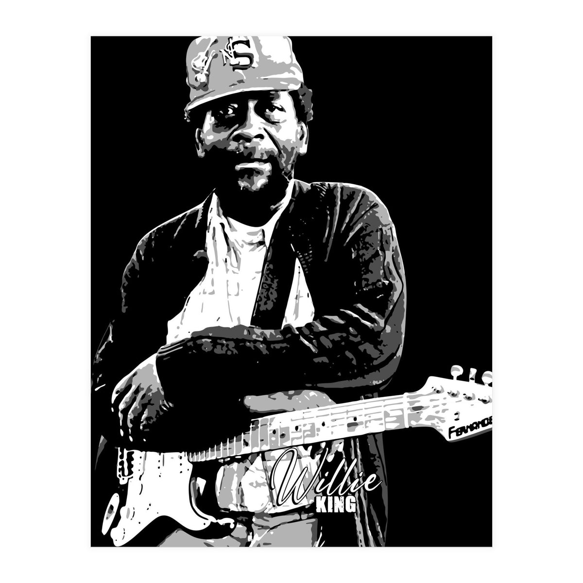 Willie King American Blues Musician in Grayscale (Print Only)
