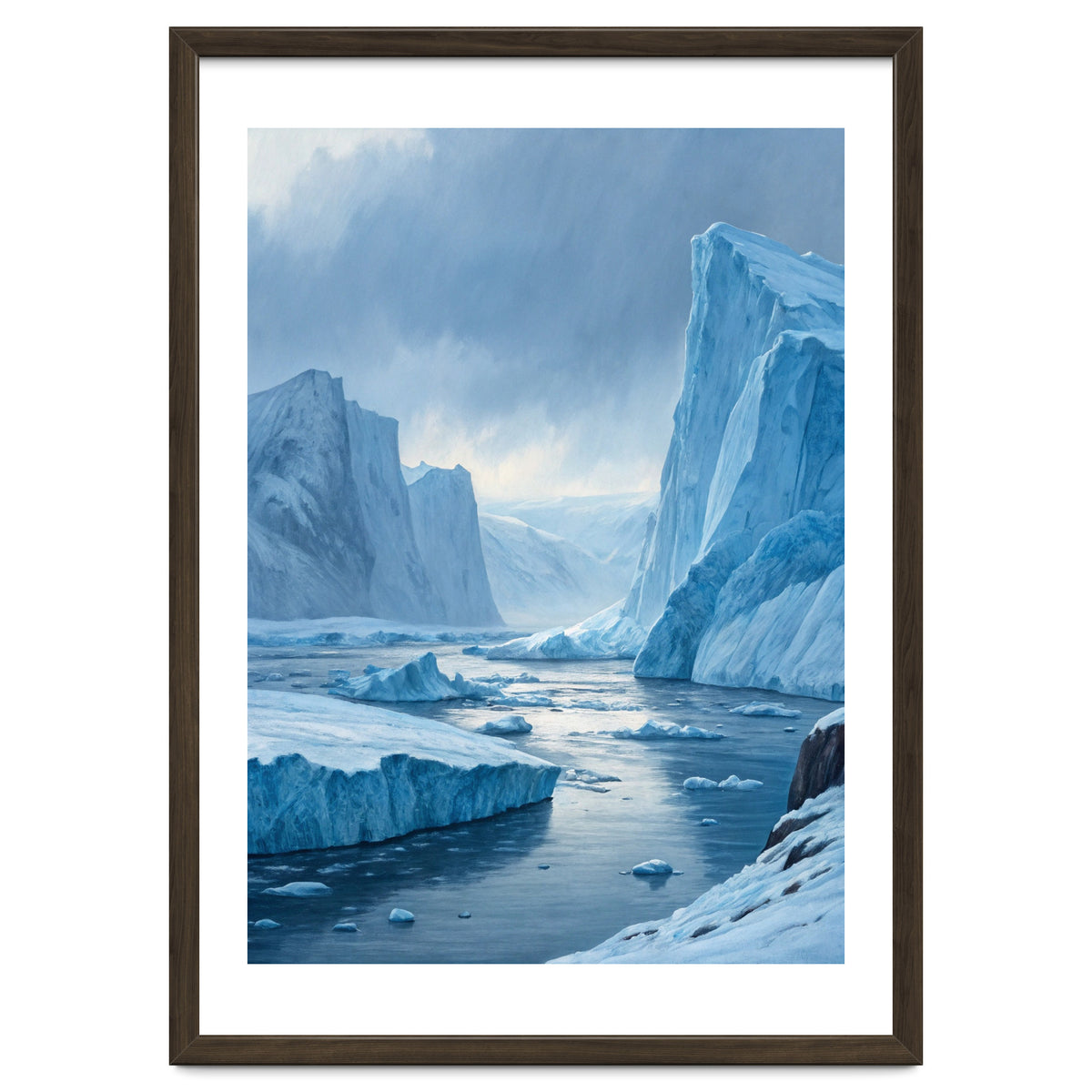 Majestic Arctic Icebergs and Glacial Valley