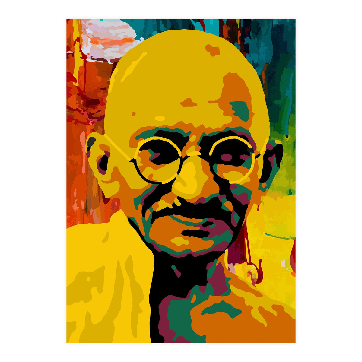 Mahatma Gandhi Colorful Abstract Art (Print Only)