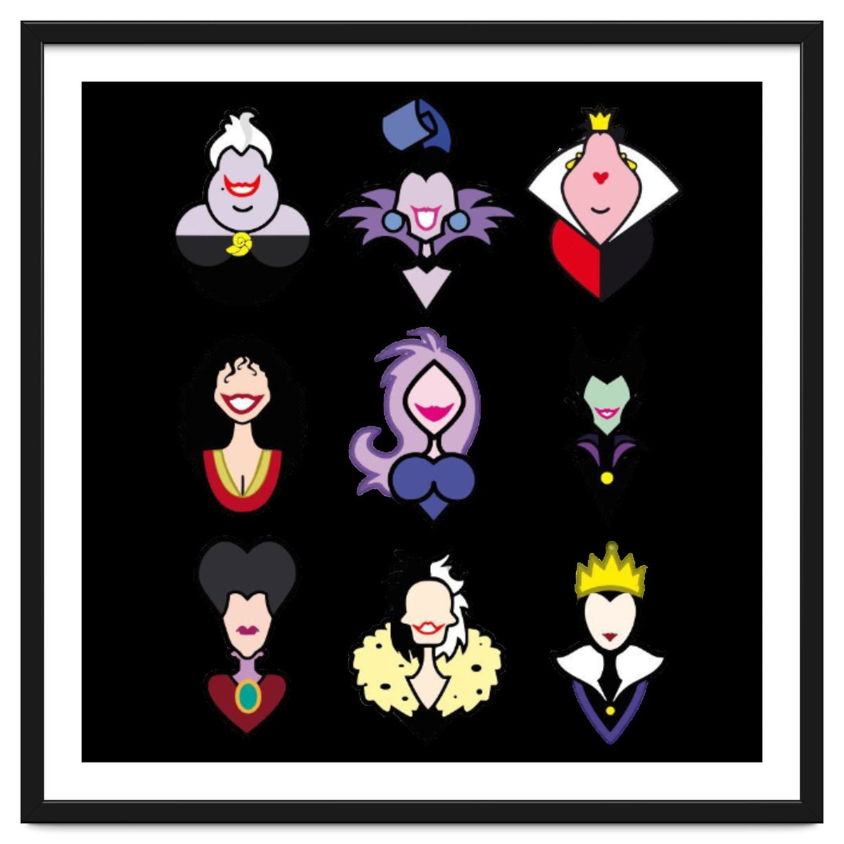 Disney Villains Cartoon Minimalist Faces