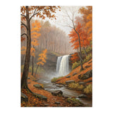Serene Autumn Waterfall in Misty Forest (Print Only) thumbnail