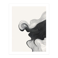 Abstract Black And White Wavy Lines Flowing Organic Shape (Print Only)