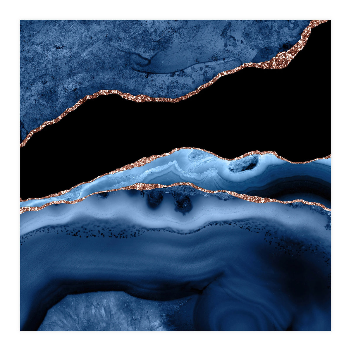 Navy & Rose Gold Agate Texture 13  (Print Only)