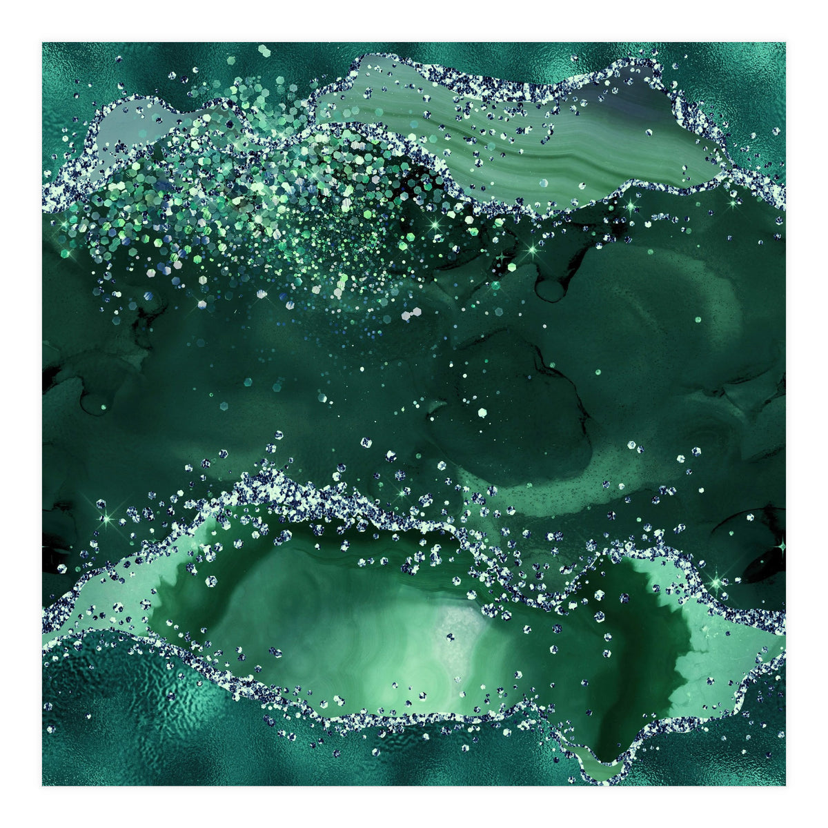 Emerald Glitter Agate Texture 04  (Print Only)