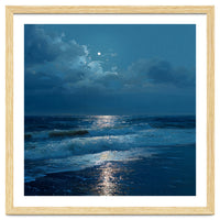 Moonlit Shoreline with Crashing Surf