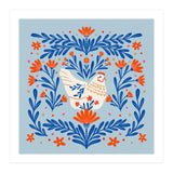Blooming Chicken Blue And Orange (Print Only) thumbnail