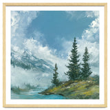 Ethereal Alpine River Valley with Snow-Capped Mountains thumbnail