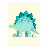 Teal Stegosaurus Watercolor Art, Cute Dinosaur Nursery Print, Whimsical Dino Illustration (Print Only) thumbnail