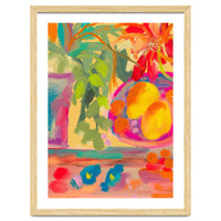 Colorful abstract summer lemons floral still life
