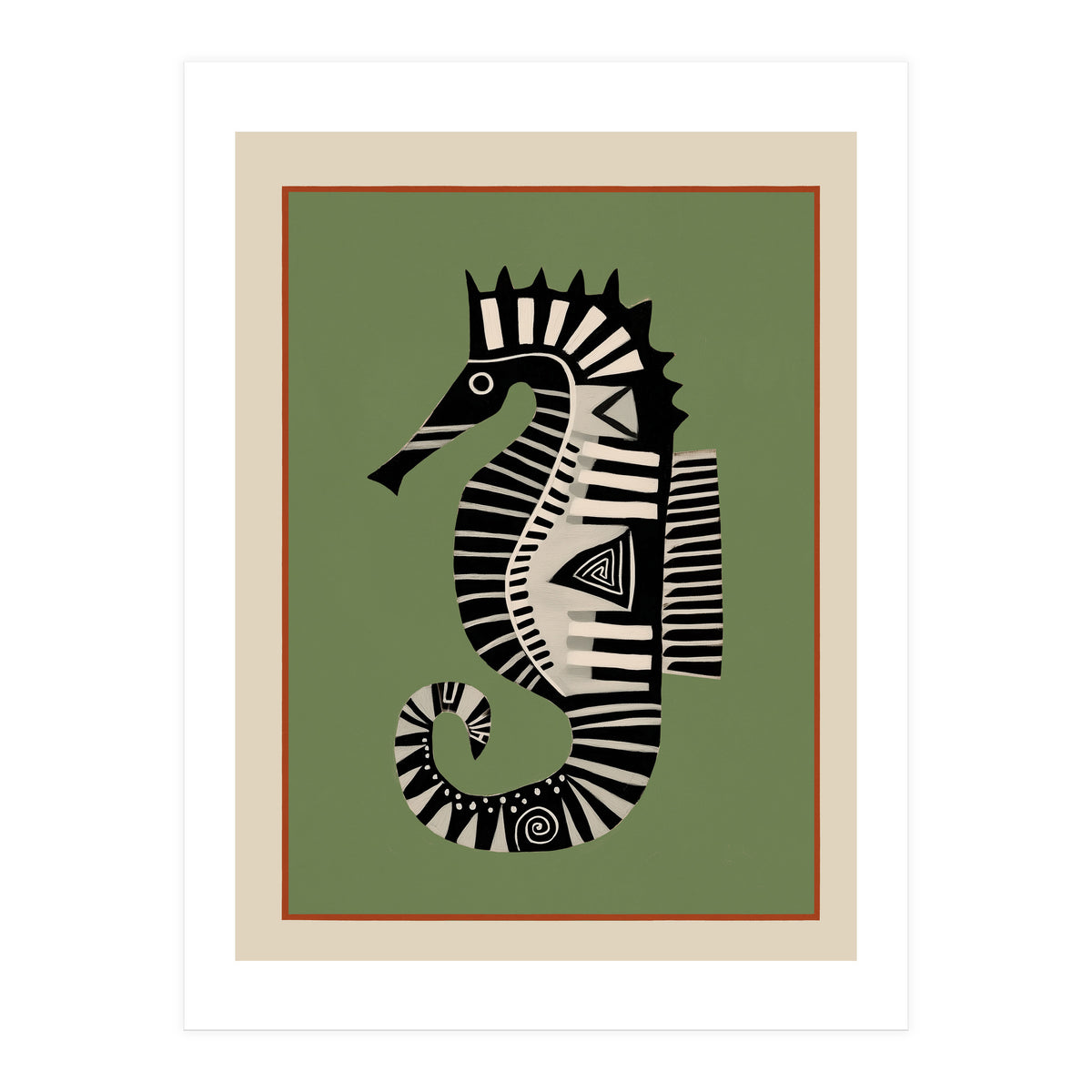 Striped Seahorse I (Print Only)