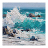 Dynamic Crashing Turquoise Ocean Wave Against Rugged Coastal Rocks (Print Only) thumbnail