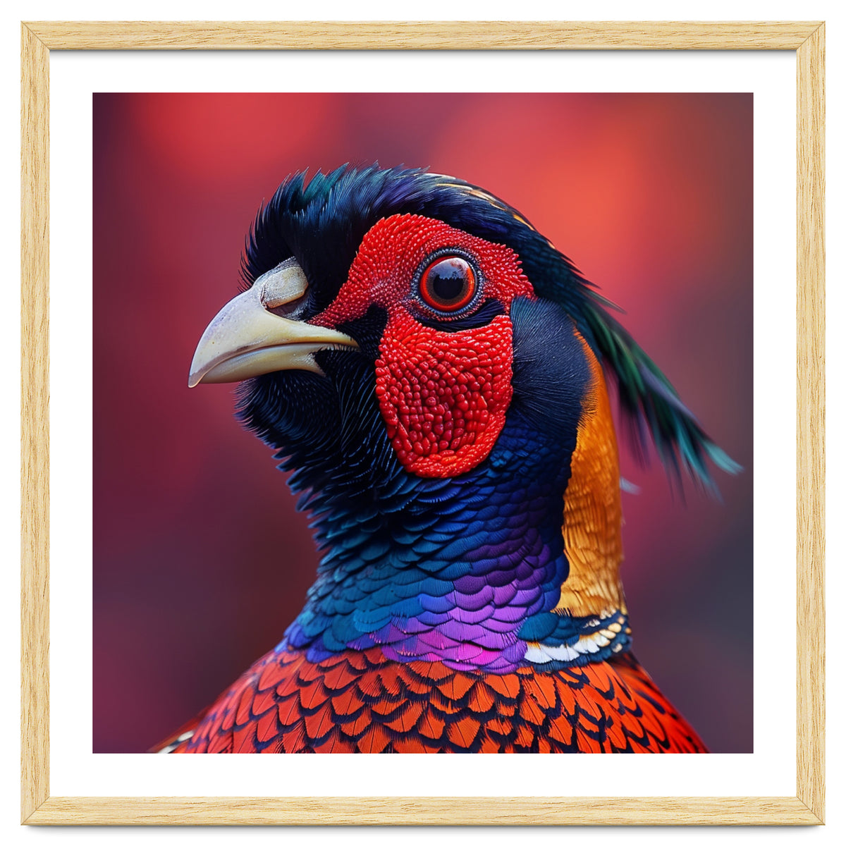 Close Up Pheasant Bird Head Detailed Feathers