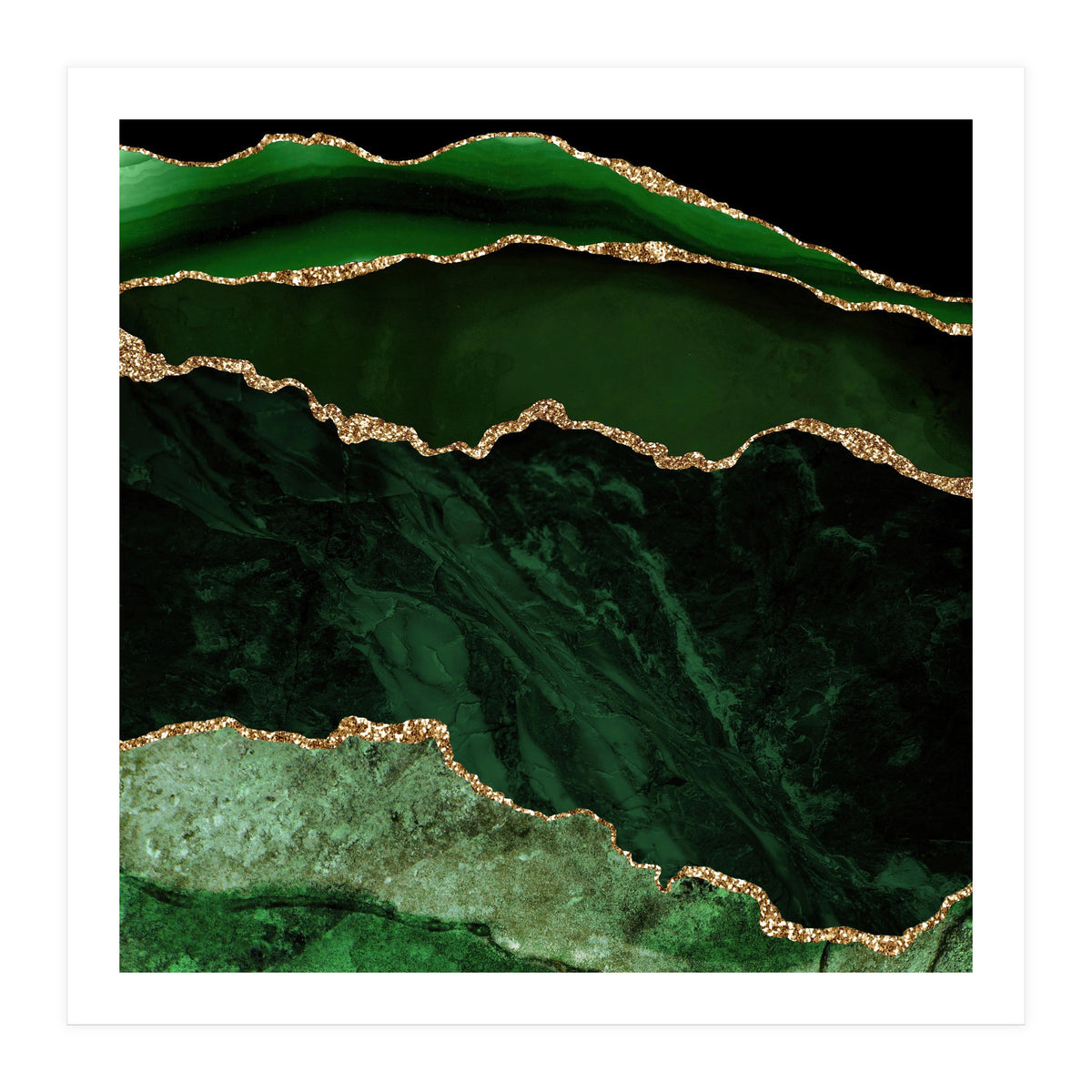 Green & Gold Agate Texture 02  (Print Only)
