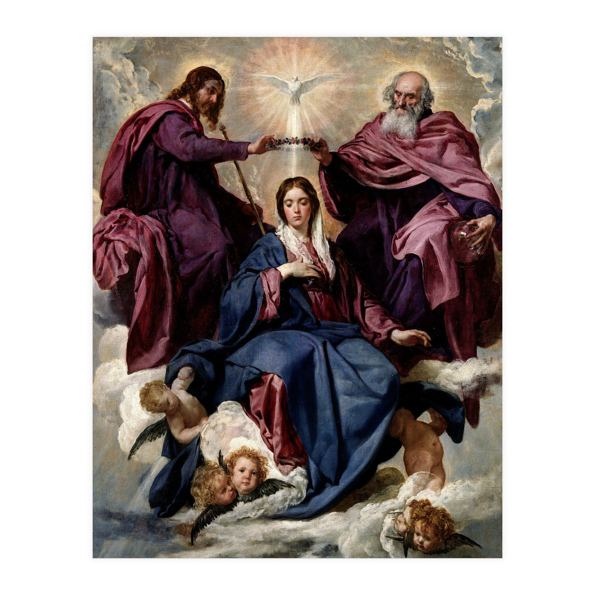 'The Coronation of the Virgin', ca. 1635, Spanish School, Oil on canvas, 176 cm x 124 cm, P01168. (Print Only)