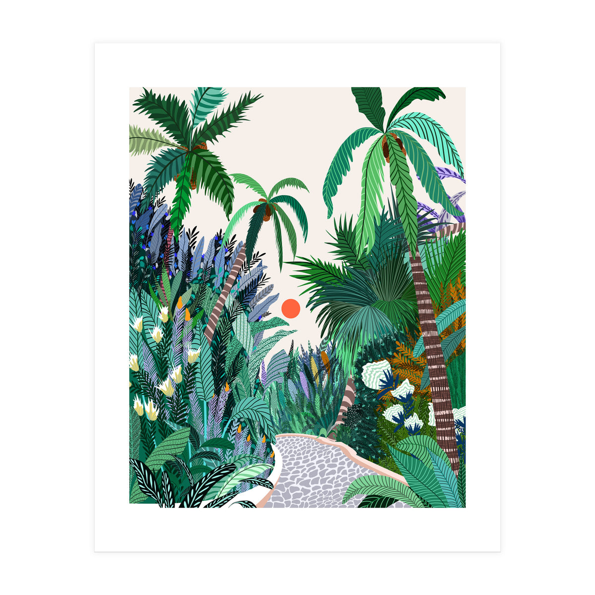 The Urban Jungle Route, Botanical Tropical Nature Plants, Forest Bohemian Eclectic Trees, Exotic Garden Palm Travel Boho (Print Only)