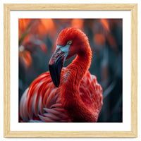 Vibrant Flamingo Close Up Portrait Outdoor Nature
