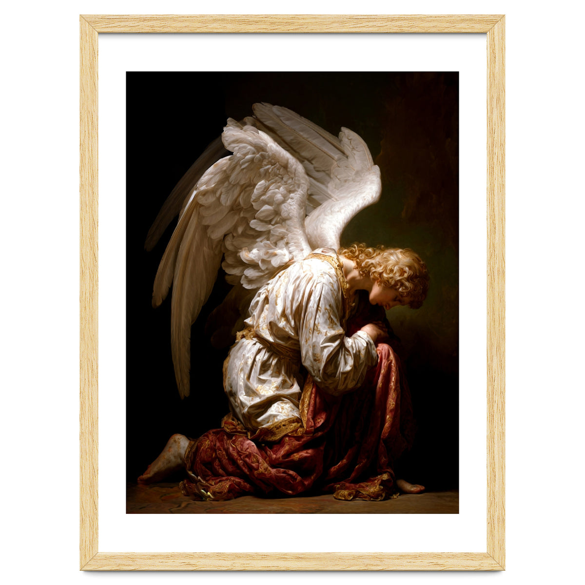 Kneeling Down Angel Renaissance inspired Religious Art