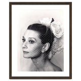 Audrey Hepburn with Veil, Classic Hollywood Glamour Photography, Black and White Icon Portrait thumbnail