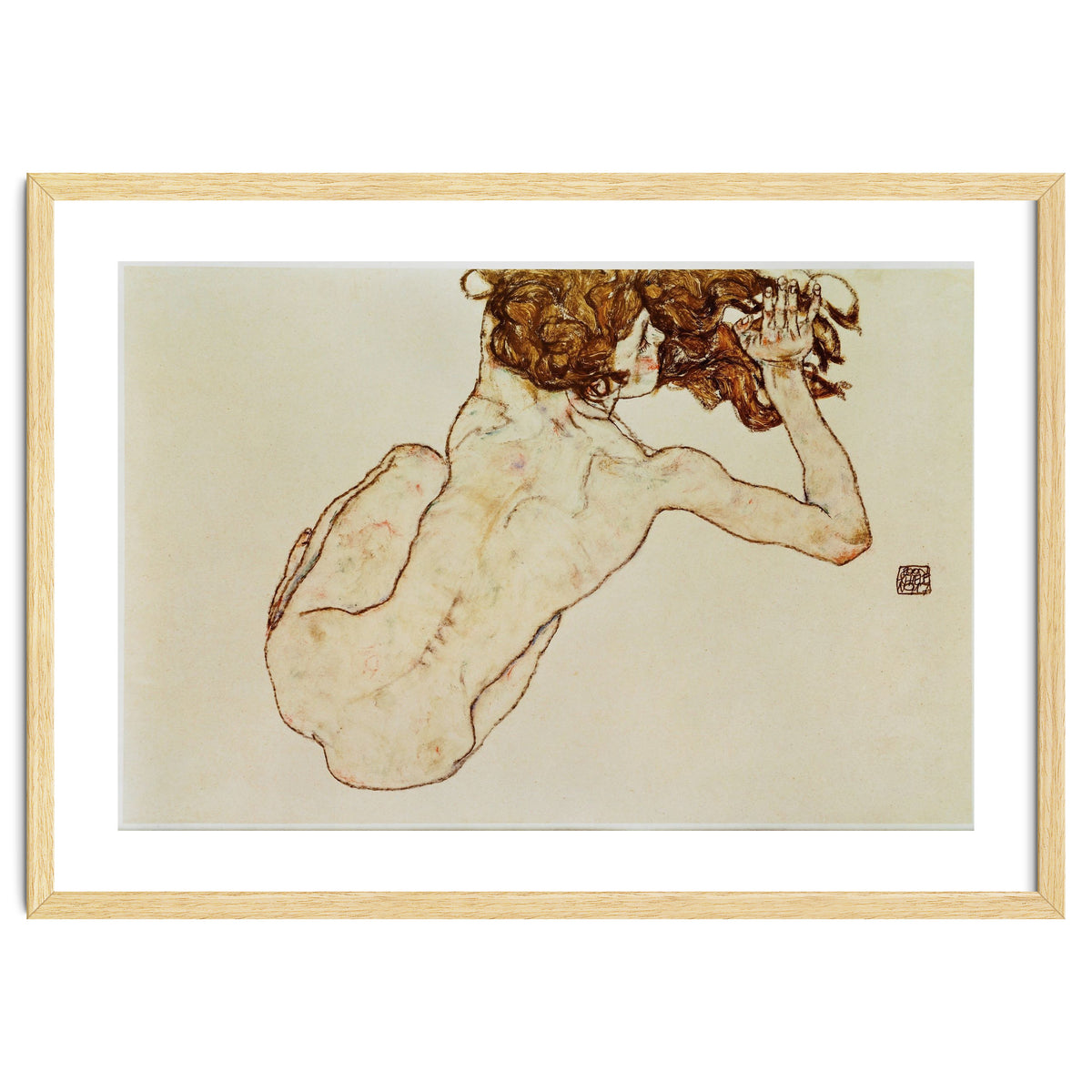 Kauernder Rueckenakt - Crouching nude,back view,1917. Gouache and pencil, 29,5 x 45 cm.