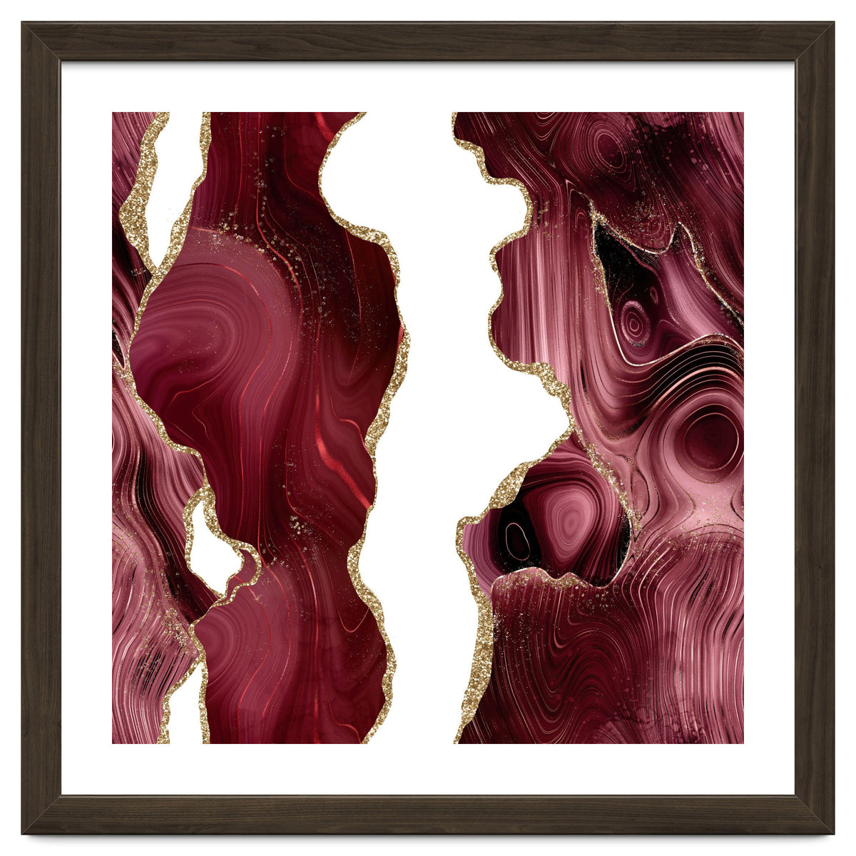 Burgundy & Gold Glitter Agate Texture 05