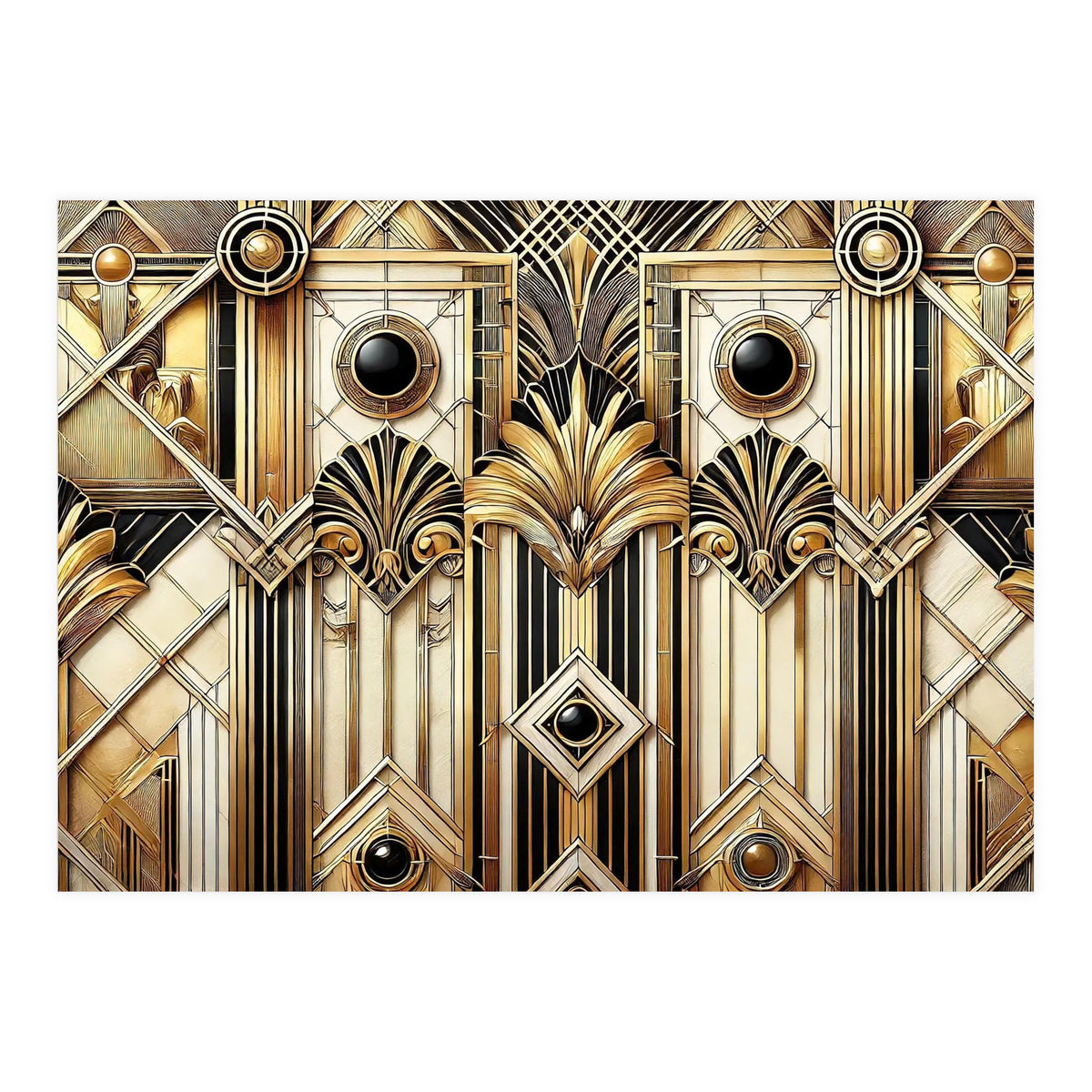 Art Deco Gold Geometric Pattern (Print Only)