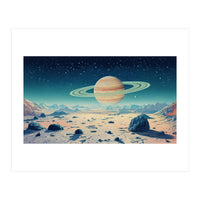 Alien Horizon: Saturn-Inspired Planetary Landscape (Print Only)