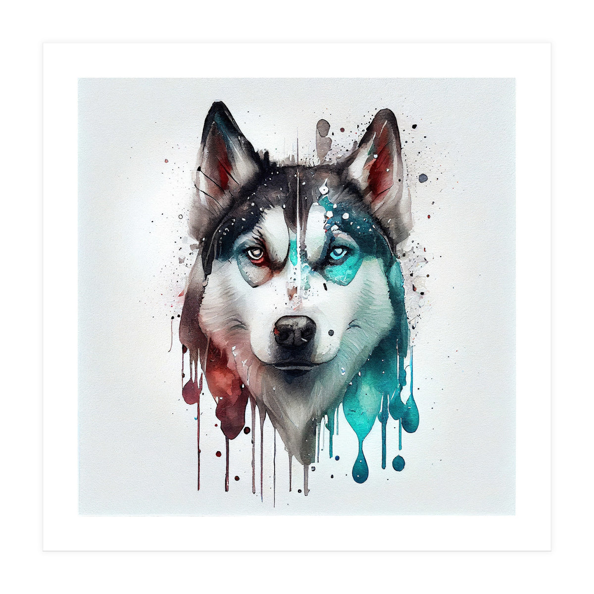 Watercolor Siberian Husky Dog (Print Only)