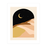 Desert Nights, Modern Bohemian Travel Sand Dunes, Eclectic Moon Stars Vintage Arc, Pastel Building Nature Landscape (Print Only) thumbnail