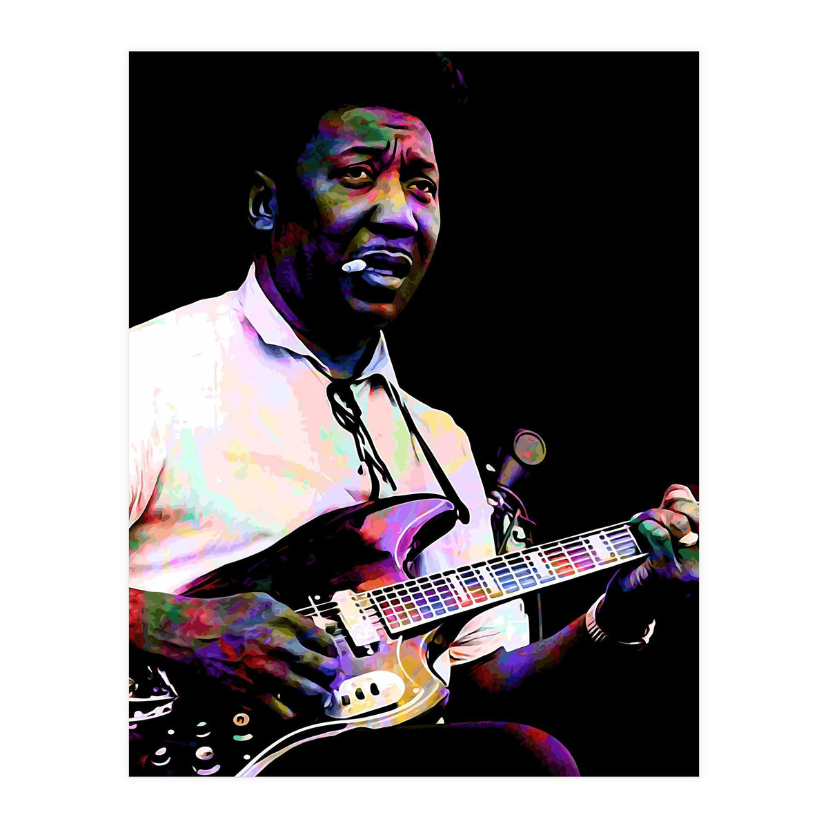 Muddy Waters American Blues Singer Legend Colorful Art (Print Only)