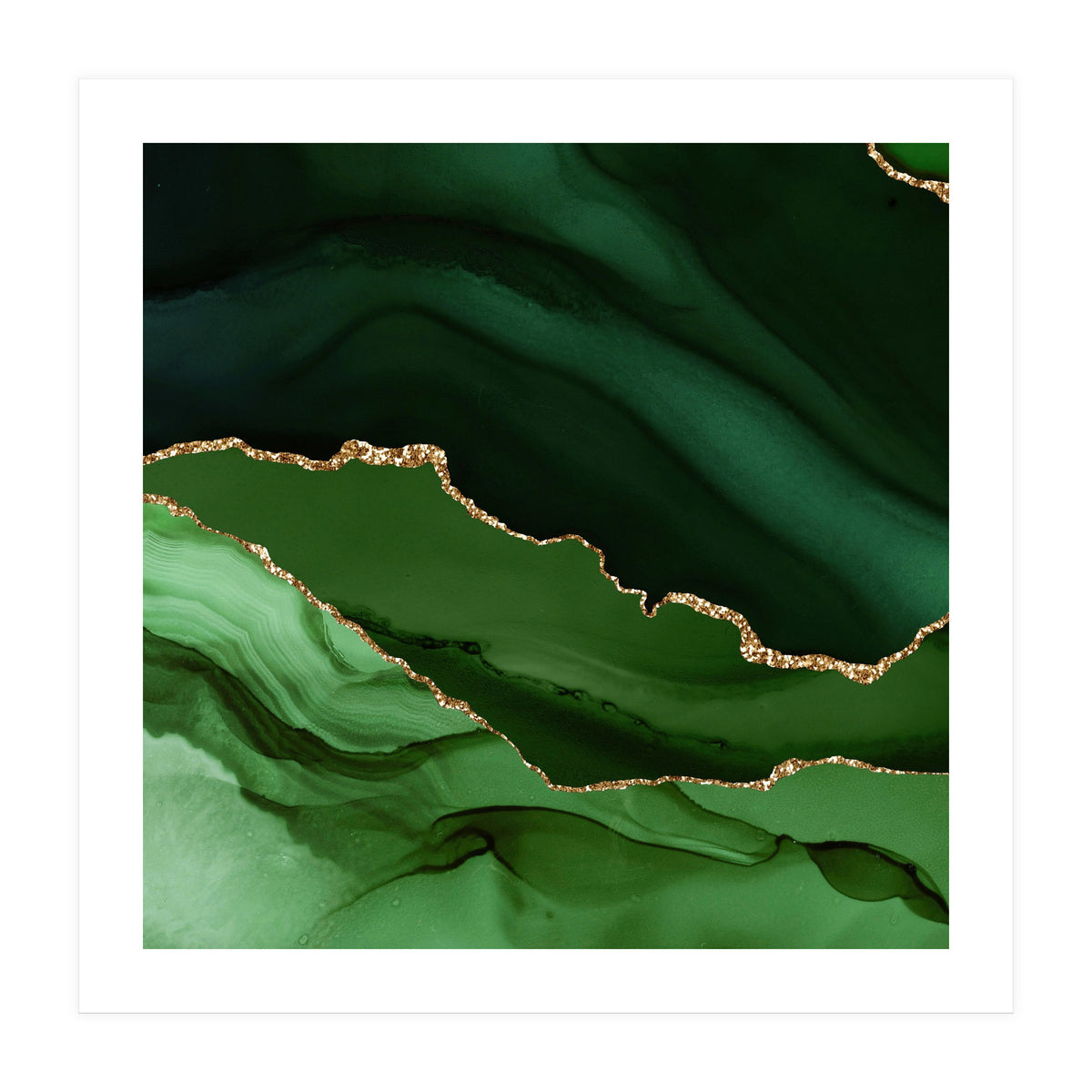 Green & Gold Agate Texture 12  (Print Only)