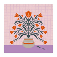 Tulips in a vase - orange and violet (Print Only)