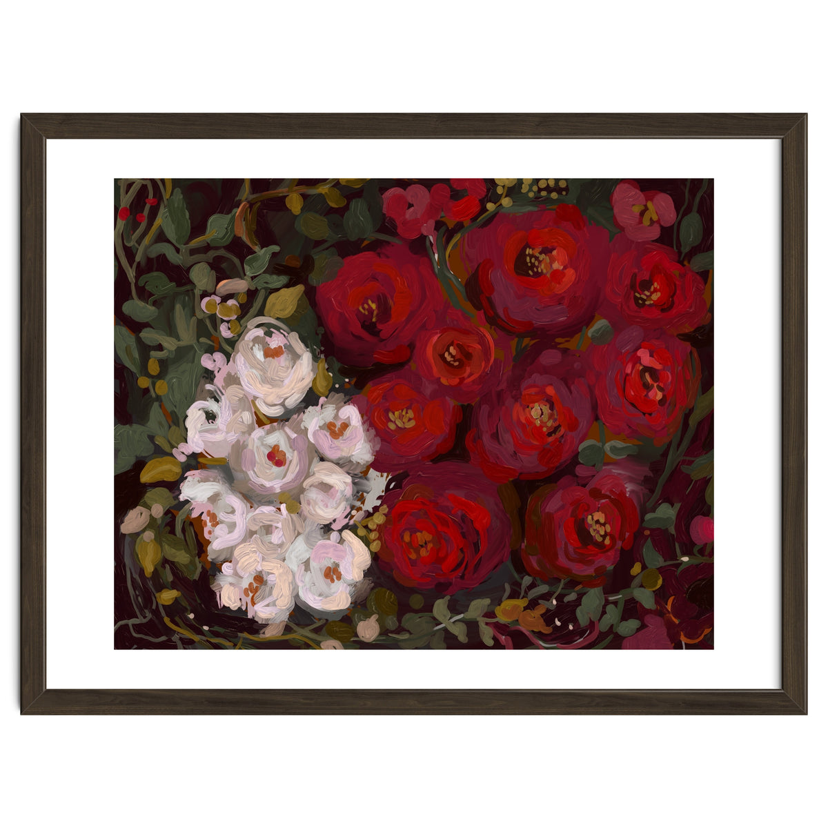 Vintage oil painted moody romantic Roses