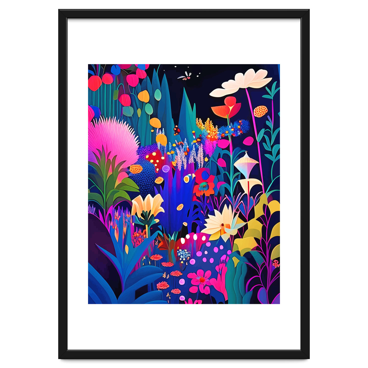 Surreal Emotions, Abstract Colorful Bold Botanical Nature Garden, Eclectic Boho Bohemian Modern Contemporary Graphic Design Painting