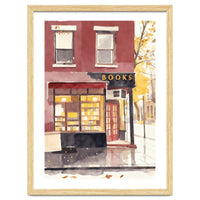 Cozy Bookshop, Autumn Book Shop Street Art, LibraryBook Store