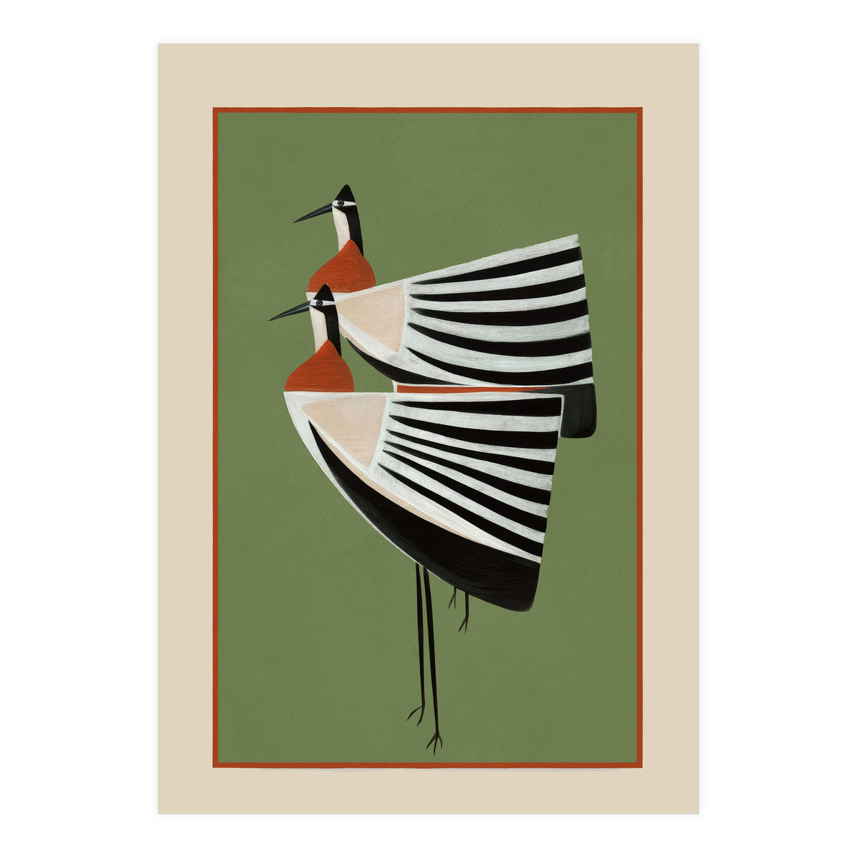 Striped Bird Pair (Print Only)