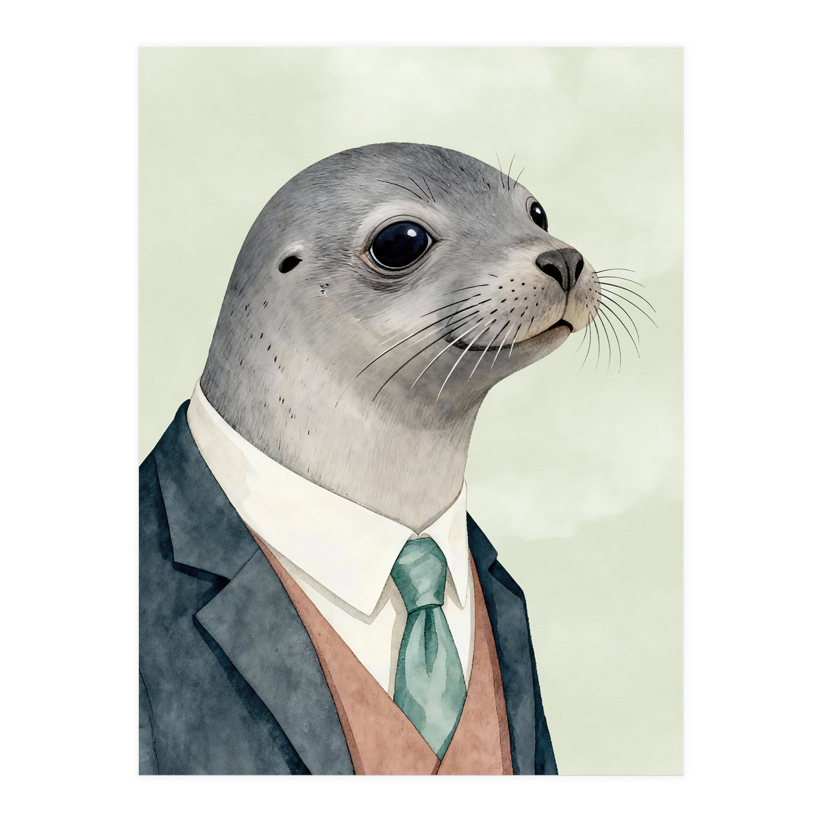 Seal Animal In A Suit  (Print Only)