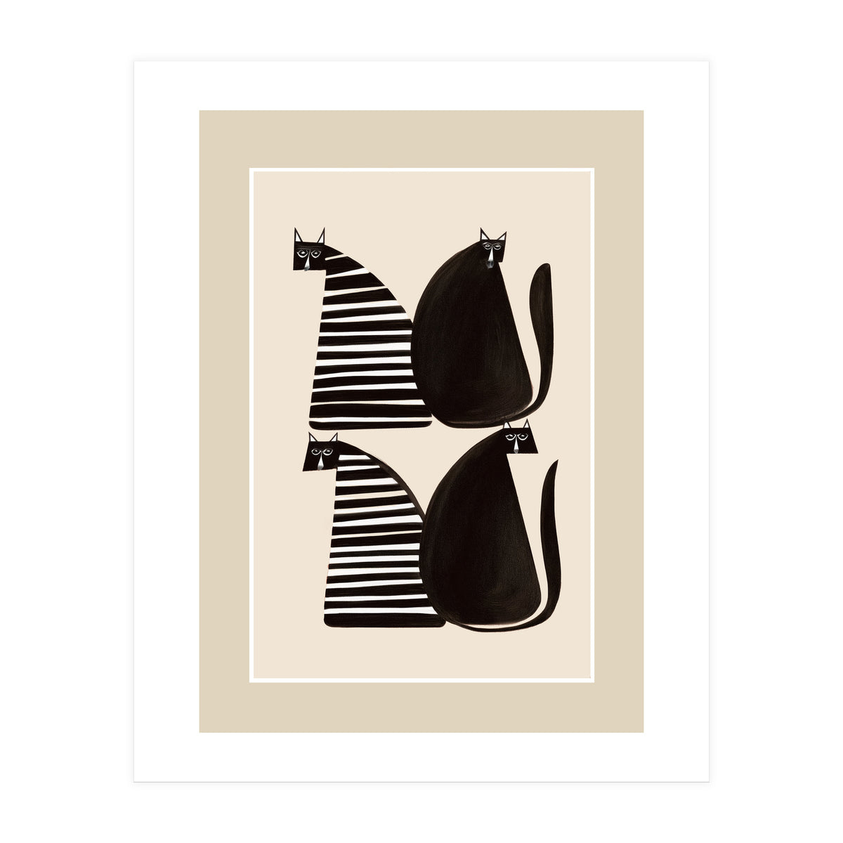 Minimalist Cats In Black And White (Print Only)