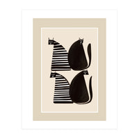 Minimalist Cats In Black And White (Print Only)