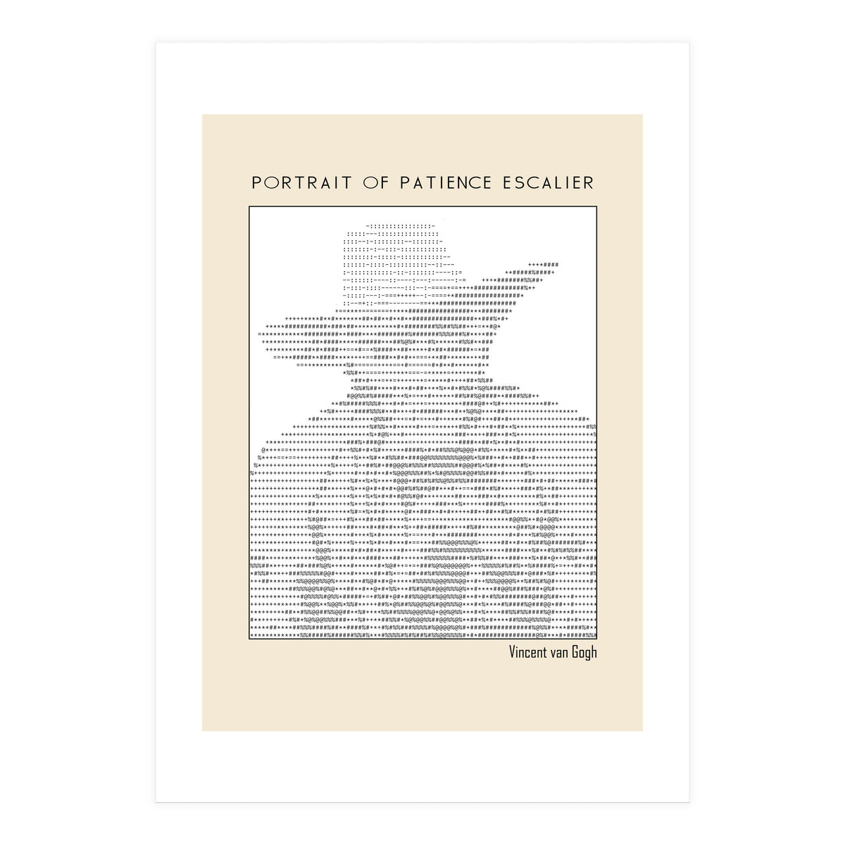 Portrait of Patience Escalier (1888) - Vincent van Gogh(ascii art)  (Print Only)